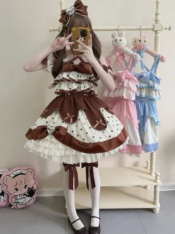 Robe Sweet Lolita en polyester sans manches robe Sweet Jumper Lolita