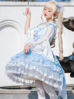 Robe Sweet Lolita en polyester pull sans manches robe Sweet Hime Lolita Tea Party Jsk