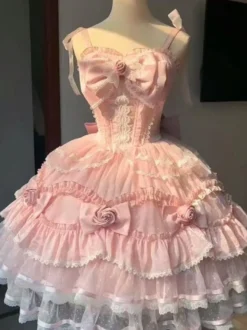 Robe Sweet Lolita en polyester pull sans manches robe Sweet Hime Lolita Tea Party Jsk