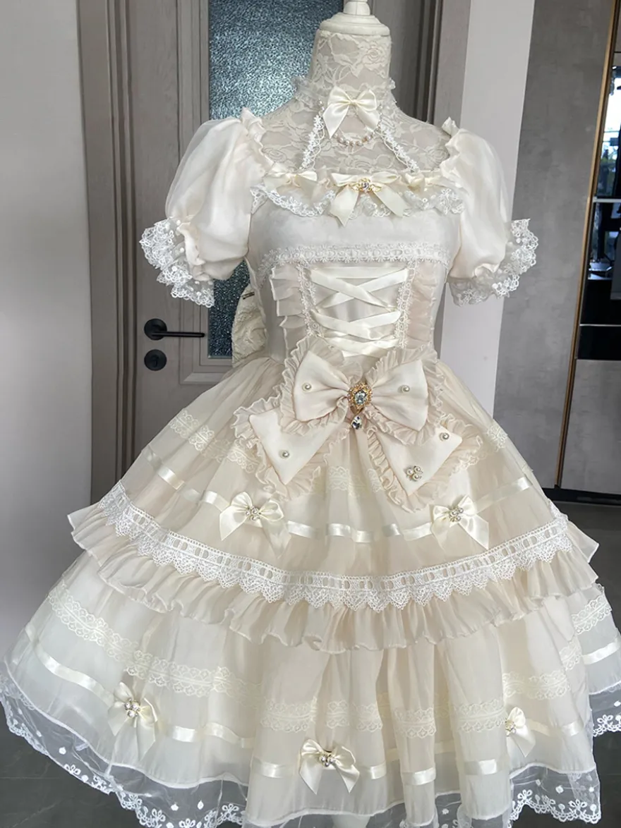 Robe Sweet Lolita en polyester à manches courtes
