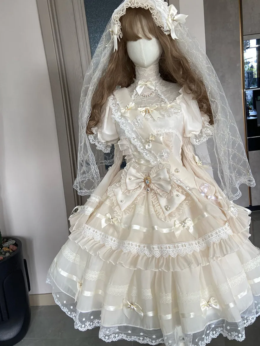Robe Sweet Lolita en polyester à manches courtes