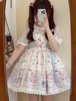 Robe Sweet Lolita en polyester sans manches robe Sweet Jumper Lolita