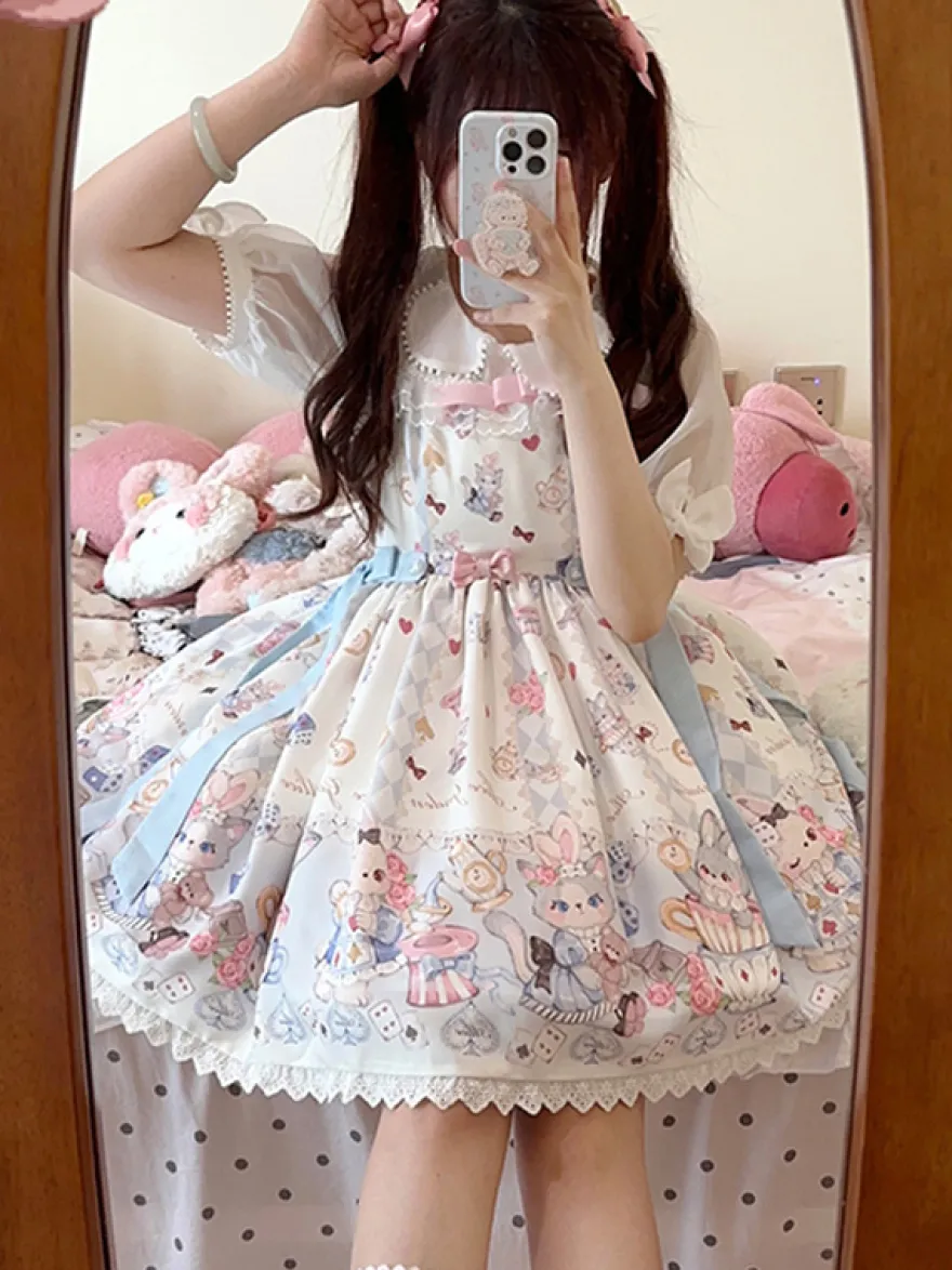 Robe Sweet Lolita en polyester sans manches robe Sweet Jumper Lolita