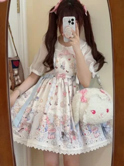 Robe Sweet Lolita en polyester sans manches robe Sweet Jumper Lolita
