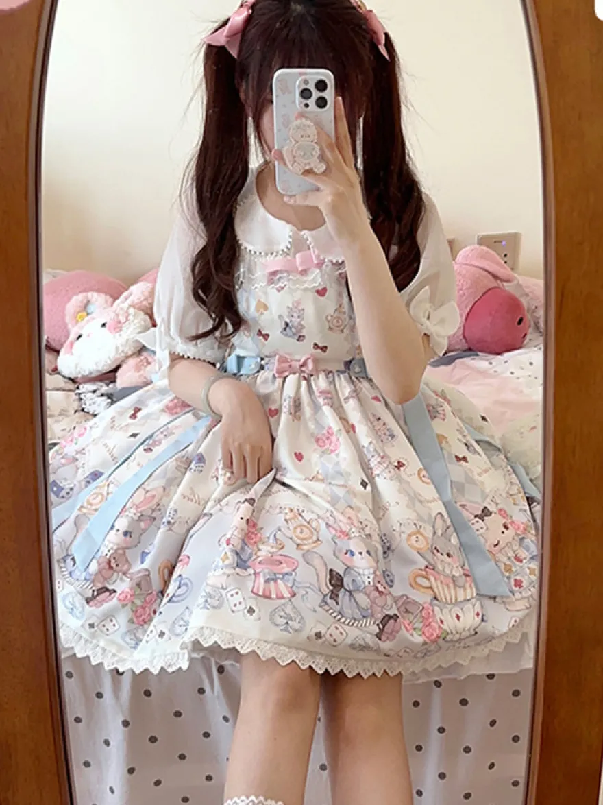 Robe Sweet Lolita en polyester sans manches robe Sweet Jumper Lolita