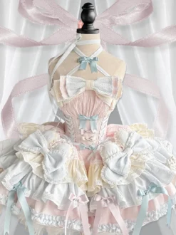 Robe Sweet Lolita JSK ensemble 5 pièces sans manches à plusieurs couches