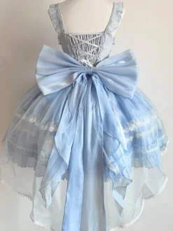 Robe Sweet Lolita JSK Glaze Fantasy sans manches à volants broderie et nœud papillon 4 couleurs
