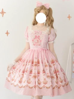 Robe Sweet Lolita Robe en polyester à manches courtes Robe Lolita
