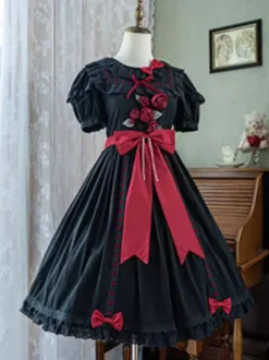 Robe Sweet Lolita Robe en polyester à manches courtes Robe Lolita