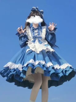 Robe Sweet Lolita Robe en polyester à manches longues Robe Lolita