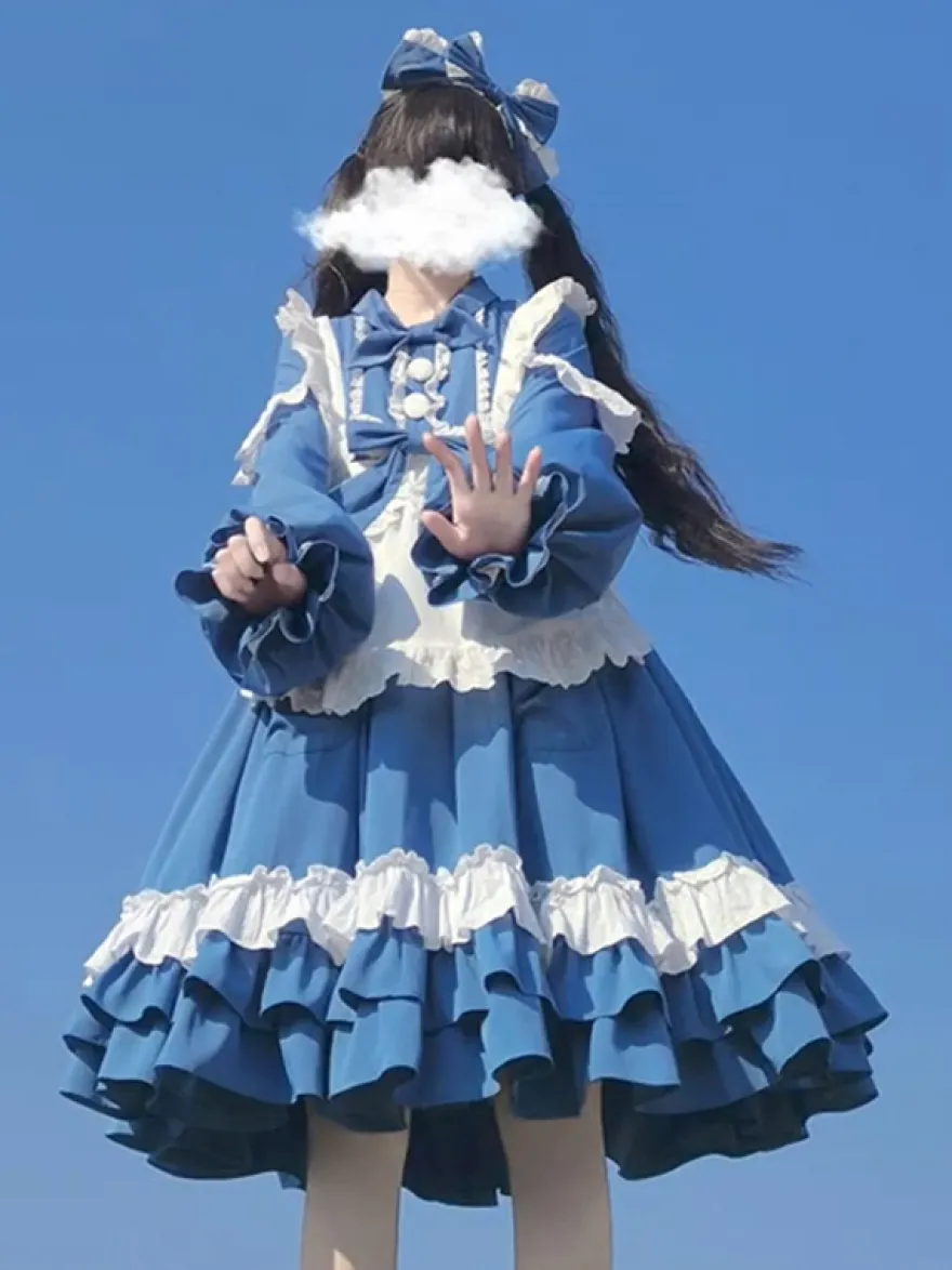 Robe Sweet Lolita Robe en polyester à manches longues Robe Lolita