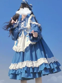 Robe Sweet Lolita Robe en polyester à manches longues Robe Lolita