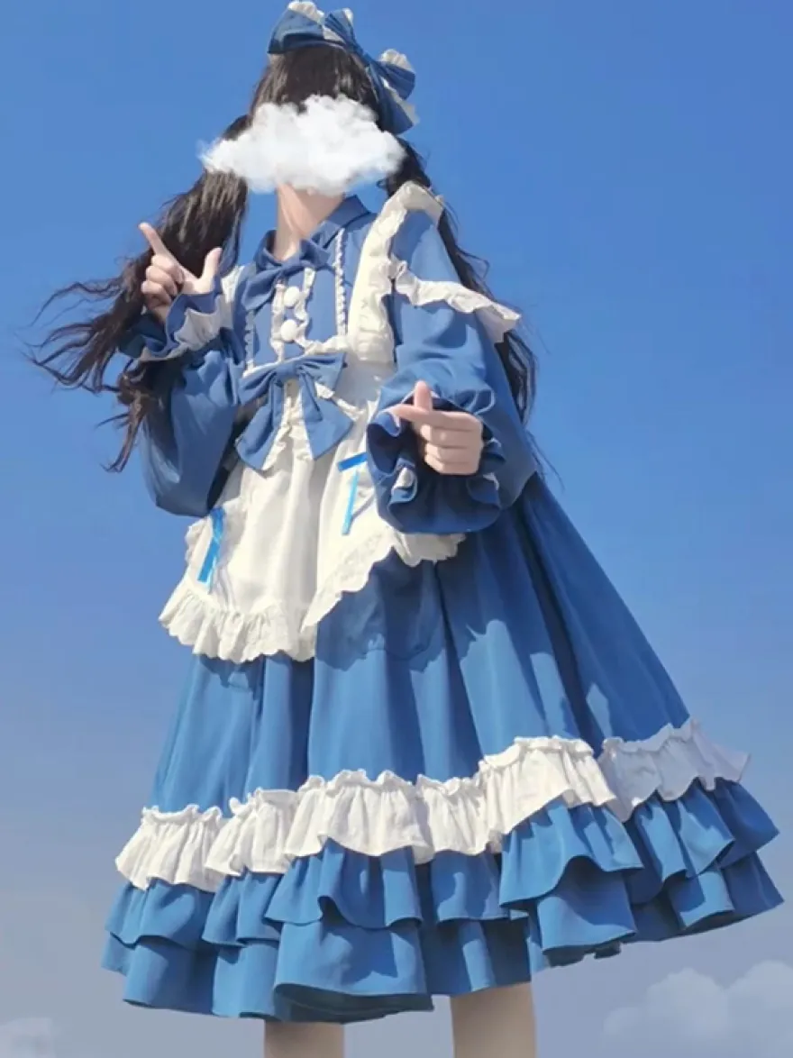 Robe Sweet Lolita Robe en polyester à manches longues Robe Lolita