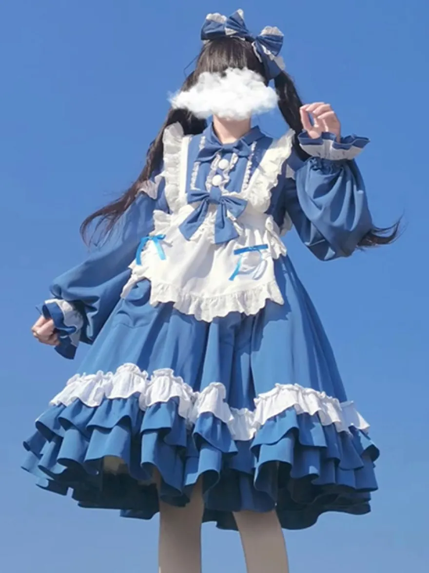 Robe Sweet Lolita Robe en polyester à manches longues Robe Lolita