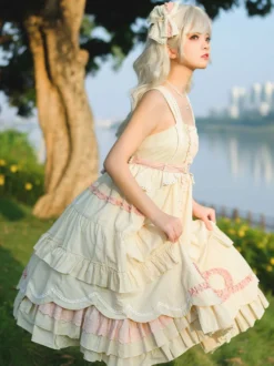 Robe Sweet Lolita Robe pull sans manches en polyester à volants