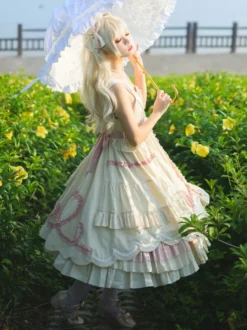 Robe Sweet Lolita Robe pull sans manches en polyester à volants