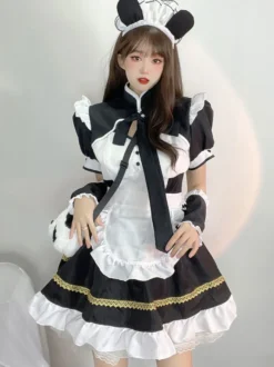 Robe Sweet Lolita Robe à volants en polyester à manches courtes