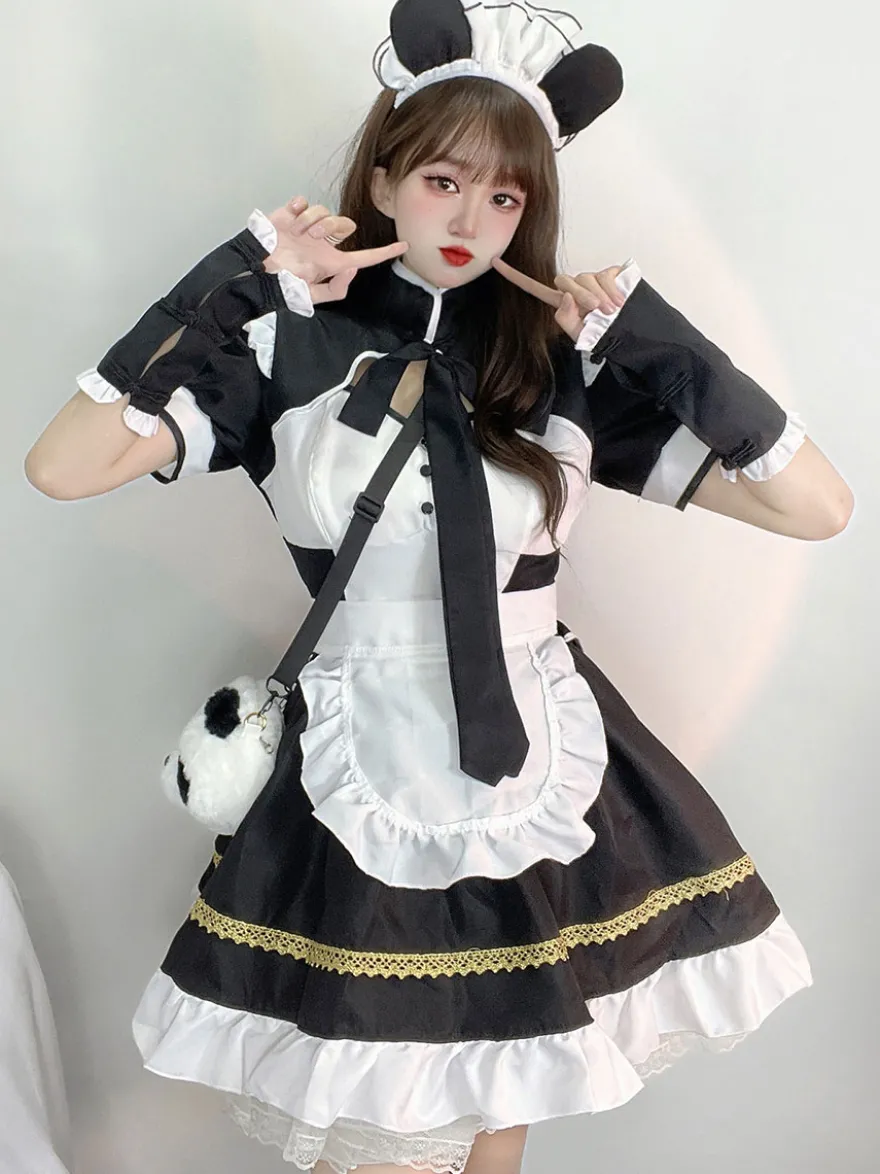 Robe Sweet Lolita Robe à volants en polyester à manches courtes