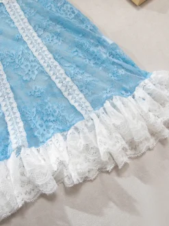 Robe transparente en dentelle bleu ciel clair à imprimé floral Babydolls Lingerie