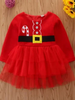 Robe Tunique Pour Noël Robe De Soirée Cadeaux Noël En Fibre De Polyester Rouge Père Noël