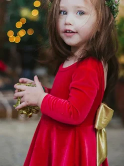 Robe Tunique Rouge Enfants Cadeaux Noël Robe De Vacances De Noël En Fibre De Polyester