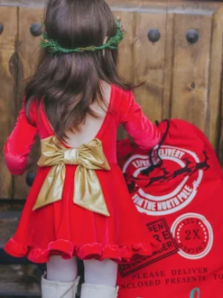 Robe Tunique Rouge Enfants Cadeaux Noël Robe De Vacances De Noël En Fibre De Polyester