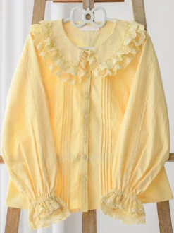 ROCOCO Style Blouses Lolita Haut Lolita Violet Manches Longues Dentelle Volants Chemise Lolita