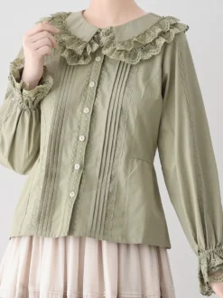 ROCOCO Style Blouses Lolita Haut Lolita Violet Manches Longues Dentelle Volants Chemise Lolita
