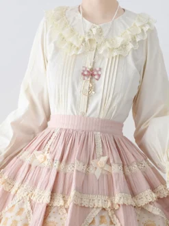 ROCOCO Style Blouses Lolita Haut Lolita Violet Manches Longues Dentelle Volants Chemise Lolita