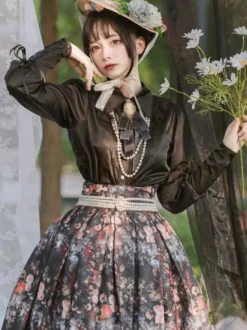 ROCOCO Style Blouses Lolita Haut Lolita Volants Noeuds Chemisier Manches Longues Chemise Lolita Blanche