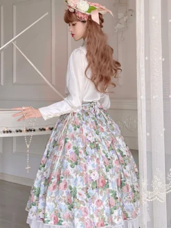 ROCOCO Style Blouses Lolita Haut Lolita Volants Noeuds Chemisier Manches Longues Chemise Lolita Blanche