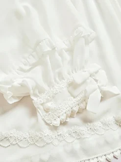 ROCOCO Style Blouses Lolita Volants Plissés Chemisier Manches Longues Haut Lolita Chemise Lolita Blanche