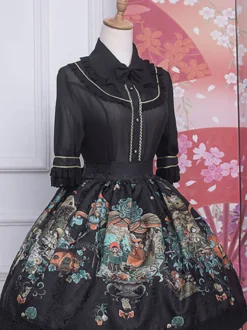 ROCOCO Style Lolita Blouses Volants Dentelle Lolita Top Demi Manches Blouse Blanc Lolita Chemise