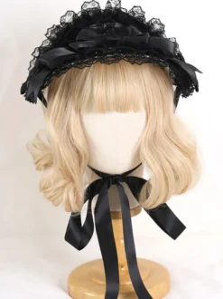 ROCOCO Style Lolita Hat Purple Lace Ruffles Bows Accessoire Polyester Lolita Accessoires