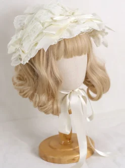 ROCOCO Style Lolita Hat Purple Lace Ruffles Bows Accessoire Polyester Lolita Accessoires
