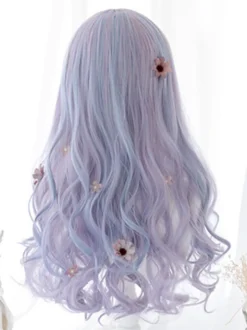 ROCOCO Style Lolita perruque longue ébouriffée fibre résistante à la chaleur accessoires Lolita lavande