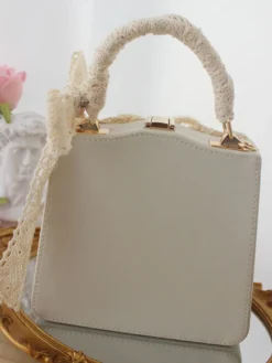 ROCOCO Style Lolita sac café marron Polyester fleurs nœuds Polyester fibre sac à main accessoires Lolita