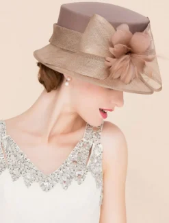 Royal Vintage Hat Brown Femmes Fleurs Headpieces Retro Top Hat Déguisements Halloween