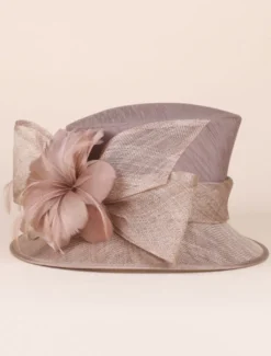 Royal Vintage Hat Brown Femmes Fleurs Headpieces Retro Top Hat Déguisements Halloween
