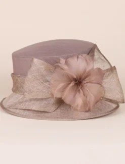 Royal Vintage Hat Brown Femmes Fleurs Headpieces Retro Top Hat Déguisements Halloween
