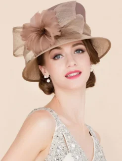Royal Vintage Hat Brown Femmes Fleurs Headpieces Retro Top Hat Déguisements Halloween