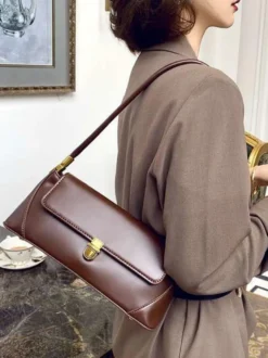 Sac Baguette en similicuir pour femme sac à bandoulière fin 2026