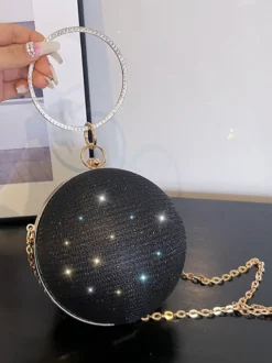 Sac à bandoulière à billes avec chaîne Sac à main de soirée brillant pour femme 2026