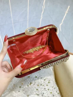 Sac bandoulière de soirée en velours patchwork strass étui rigide pochette de soirée avec bandoulière chaîne