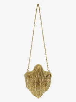 Sac bandoulière de soirée à franges en strass en forme de cœur ondulé pochette convertible en sac à bandoulière à chaîne