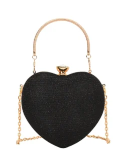 Sac à bandoulière en forme de cœur avec chaîne et pochette de fête brillante pour femme 2026