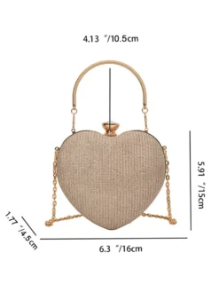 Sac à bandoulière en forme de cœur avec chaîne et pochette de fête brillante pour femme 2026