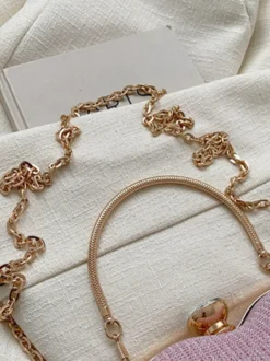 Sac à bandoulière en forme de cœur avec chaîne et pochette de fête brillante pour femme 2026