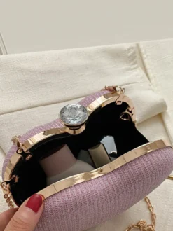 Sac à bandoulière en forme de cœur avec chaîne et pochette de fête brillante pour femme 2026