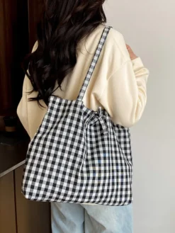 Sac à bandoulière léger à carreaux pour les vacances d'été idéal pour le shopping au quotidien.